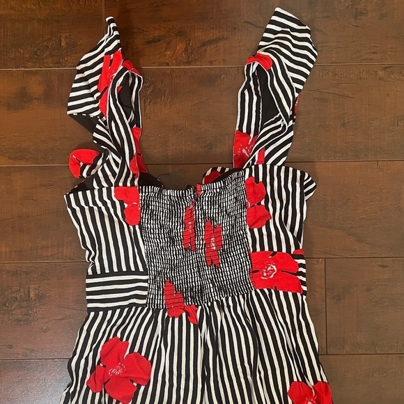 MADEWELL Plumeria Cutout Jumpsuit Striped Floral Ruffle Strap Size 2 - Picture 8 of 14